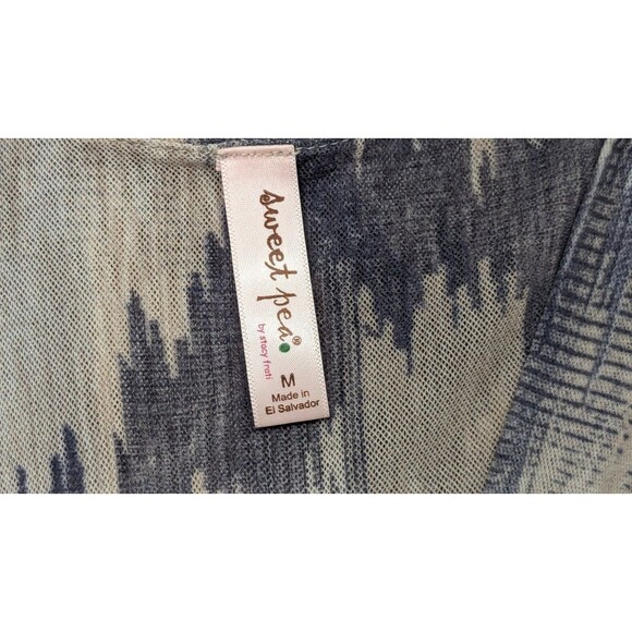 Sweet Pea Y2K Mesh Maxi Dress Medium Ikat Print Empire Waist Gray Beige - Picture 7 of 8